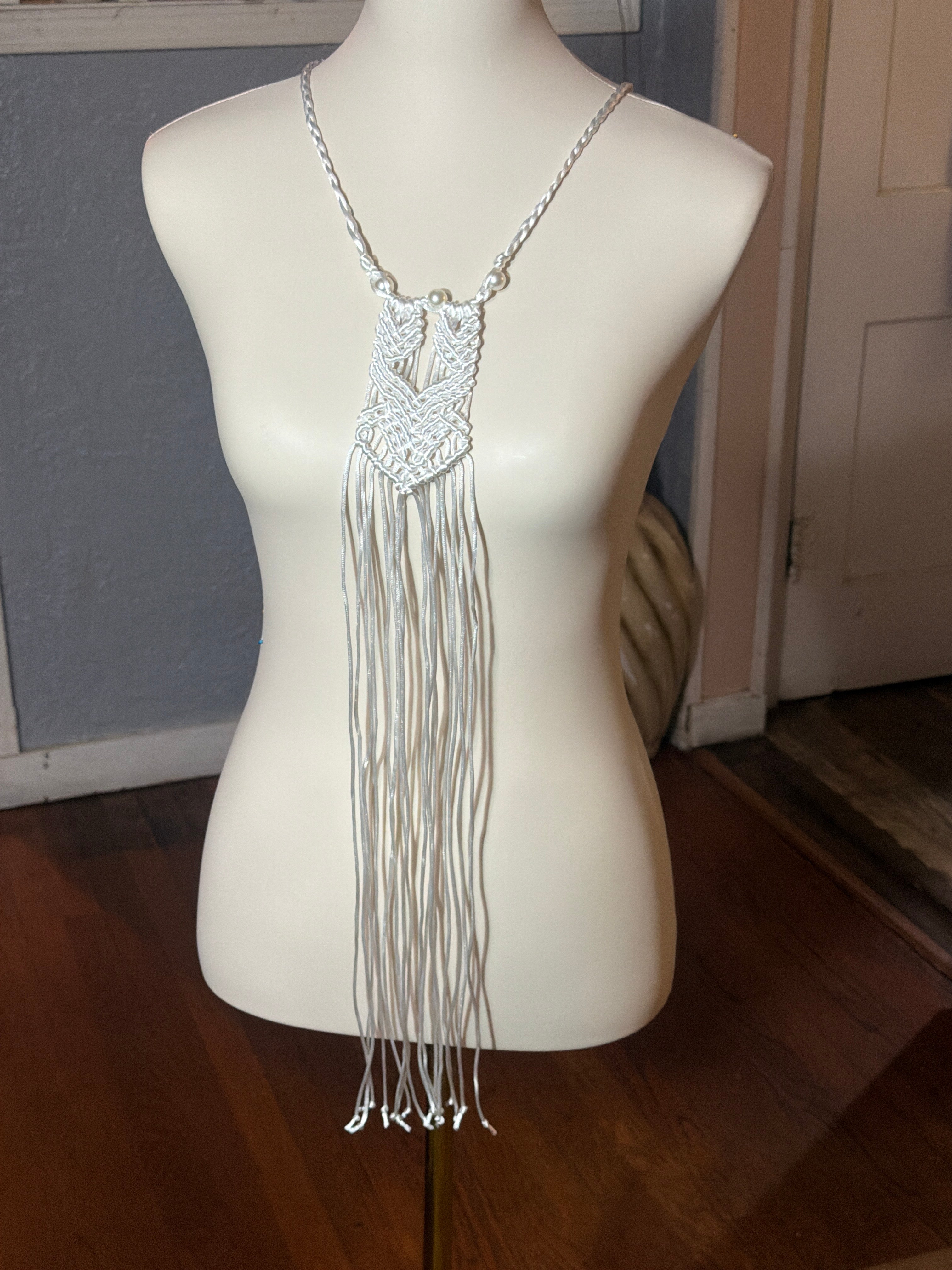 Handmade macramé necklace 22in