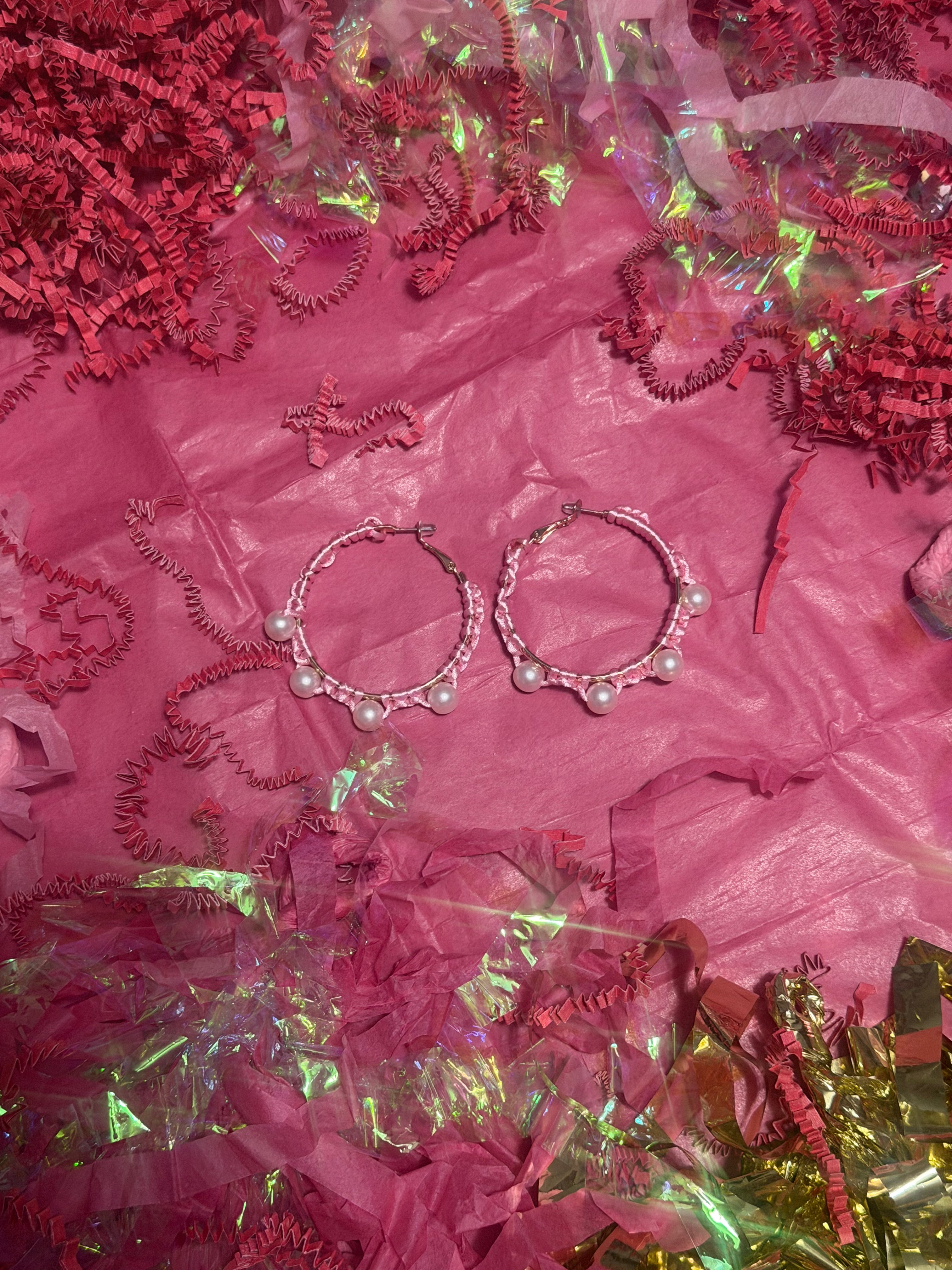 Small pink hoop earrings